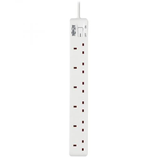 Tripp Lite By Eaton 6 Outlet Power Strip   British BS1363A Outlets, 220 250V AC, 13A, 1.8 M Cord, BS1363A Plug, White Alternate-Image2/500