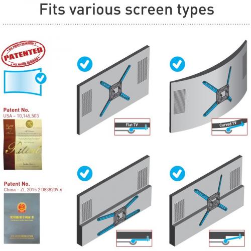 Barkan Full Motion Wall Mount For TV, Flat Panel Display, Curved Screen Display   Black Alternate-Image2/500