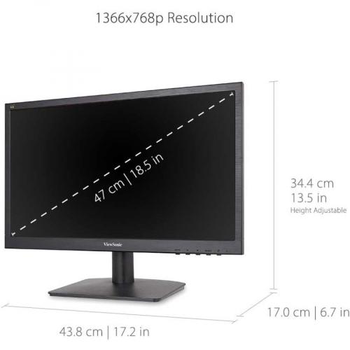 ViewSonic VA1903H 19 Inch WXGA 1366x768p 16:9 Widescreen Monitor With Enhanced View Comfort, Custom ViewModes And HDMI For Home And Office Alternate-Image2/500