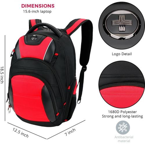 Swissdigital Design Anti Bacterial Black And Red Backpack Travel Kit J14 41 Alternate-Image2/500
