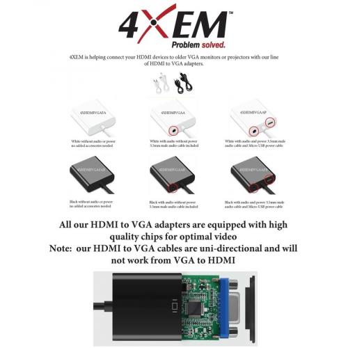 4XEM HDMI To VGA Adapter With 3.5mm Audio Cable  Black Alternate-Image2/500