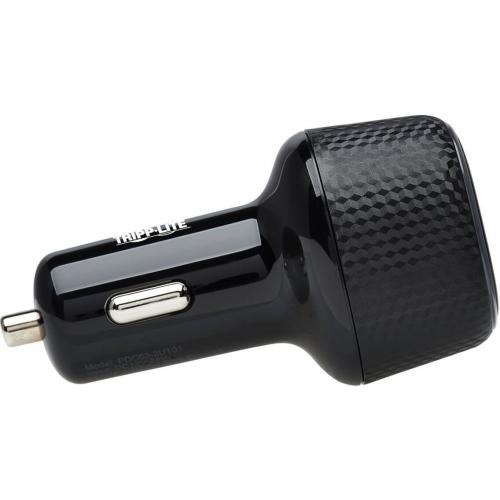 Tripp Lite By Eaton Dual Port USB Car Charger With 45W Charging   USB C (27W) QC4+, USB A (18W) QC 3.0, Black Alternate-Image2/500