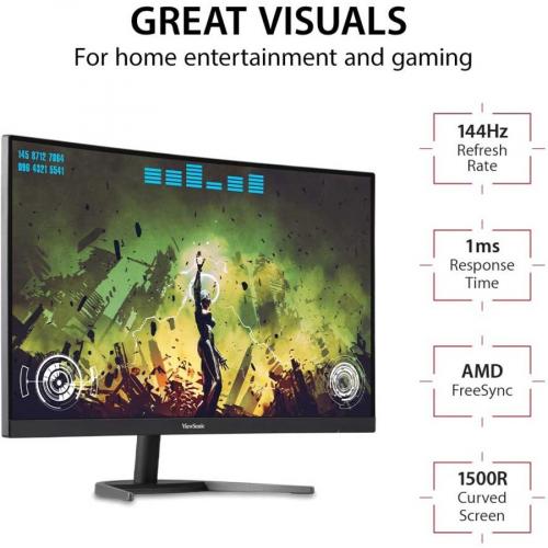 Viewsonic VX2768 2KPC MHD 27" WQHD Curved Screen LED Gaming LCD Monitor   16:9 Alternate-Image2/500