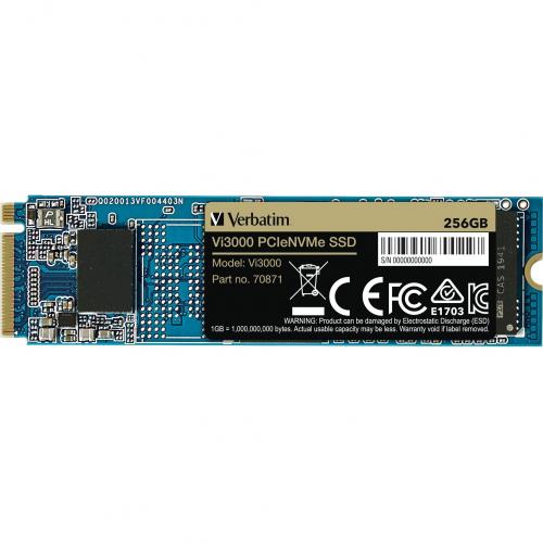 Verbatim Vi3000 256 GB Solid State Drive   M.2 2280 Internal   PCI Express NVMe (PCI Express NVMe 3.0 X4) Alternate-Image2/500