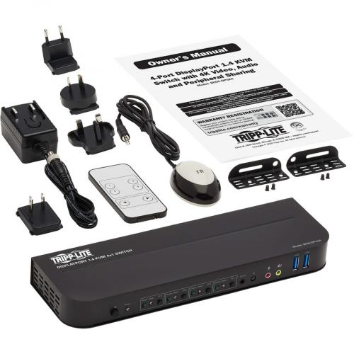 Tripp Lite By Eaton 4 Port DisplayPort/USB KVM Switch   4K 60 Hz, HDR, HDCP 2.2, IR, DP 1.4, USB Sharing Alternate-Image2/500