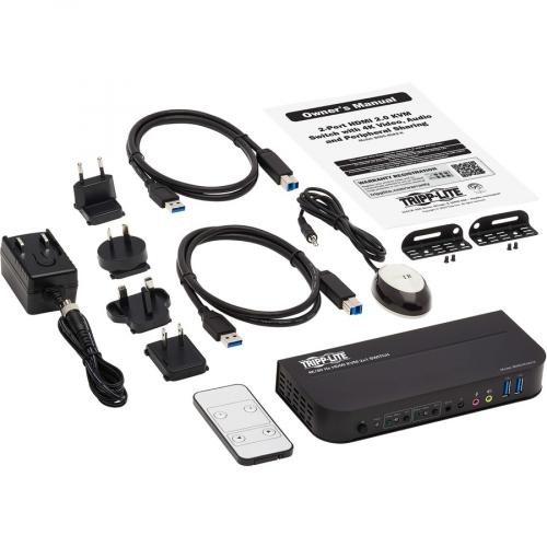 Tripp Lite By Eaton 2 Port HDMI/USB KVM Switch   4K 60 Hz, HDR, HDCP 2.2, IR, USB Sharing, USB 3.0 Cables Alternate-Image2/500