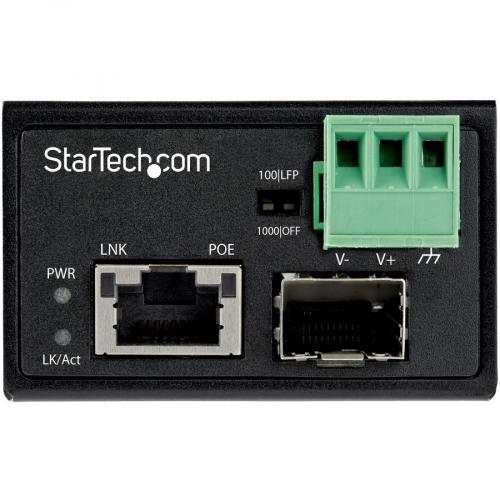 StarTech.com PoE+ Industrial Fiber To Ethernet Media Converter 30W   SFP To RJ45   SM/MM Fiber To Gigabit Copper Mini Size IP 30 Alternate-Image2/500