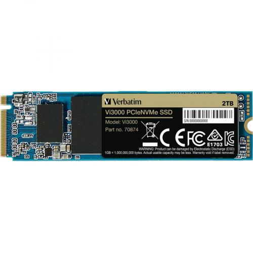 Verbatim Vi3000 2 TB Solid State Drive   M.2 2280 Internal   PCI Express NVMe (PCI Express NVMe 3.0 X4) Alternate-Image2/500