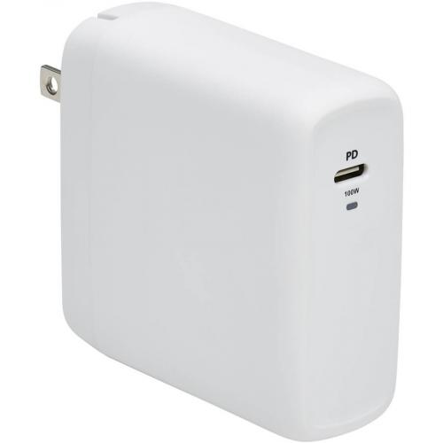 Tripp Lite By Eaton Compact 1 Port USB C Wall Charger   GaN Technology, 100W PD3.0 Charging, White Alternate-Image2/500