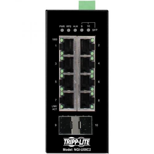 Tripp Lite By Eaton 8 Port Unmanaged Industrial Gigabit Ethernet Switch 10/100/1000 Mbps 2 GbE SFP Slots  40?&deg; To 75?&deg;C DIN Mount   TAA Compliant Alternate-Image2/500