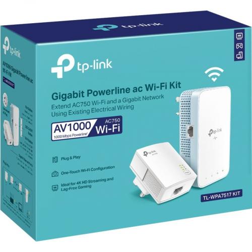 TP Link TL WPA7517 KIT   AV1000 Gigabit Powerline Ac Wi Fi Kit Alternate-Image2/500