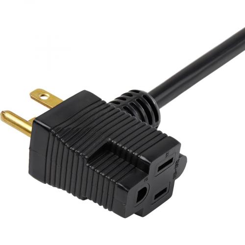 StarTech.com 3ft (1m) Piggyback Power Extension Cord, NEMA 5 15P To 2x NEMA 5 15R Cable, 16 AWG, 125V/15A, Outlet Saver Cord, UL Certified Alternate-Image2/500