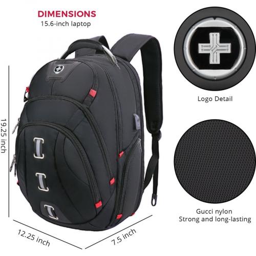 Swissdigital Design Pixel SD 857 Carrying Case (Backpack) For 15.6" To 16" Apple IPhone IPad Notebook, MacBook Pro   Black Alternate-Image2/500