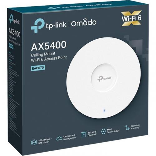 TP Link EAP670   Omada WiFi 6 AX5400 Wireless 2.5G Ceiling Mount Access Point Alternate-Image2/500