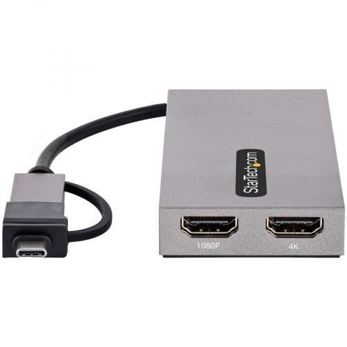 StarTech.com USB To Dual HDMI Adapter, USB A/C To 2x HDMI Displays (1x 4K30, 1x 1080p), USB 3.0 To HDMI Converter, 4in/11cm Cable, Win/Mac Alternate-Image2/500