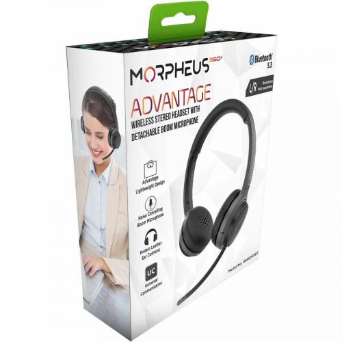 Morpheus 360 Advantage Stereo Wireless Headset With Detachable Boom Microphone   Bluetooth Headphones With 2.4GHz Receiver   UC Compatible   30H Talk Time   USB A Receiver   USB Type C Adapter   HS6500SBT Alternate-Image2/500
