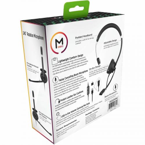 Morpheus 360 Connect USB Mono Headset With Boom Microphone   Noise Cancelling   Reversible Design   Eco Leather Ear Cushion   Inline Volume   HS5200MU Alternate-Image2/500