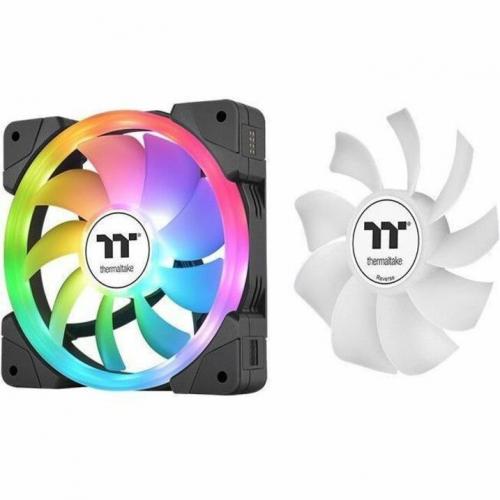Thermaltake SWAFAN EX 12 ARGB PC Cooling Fan, 3 Fan Pcak, 500~2000 RPM, Magnetic Connection, Reversable Blades, Sync With MB RGB Software, CL F167 PL12SW A, 120mm, Black Alternate-Image2/500