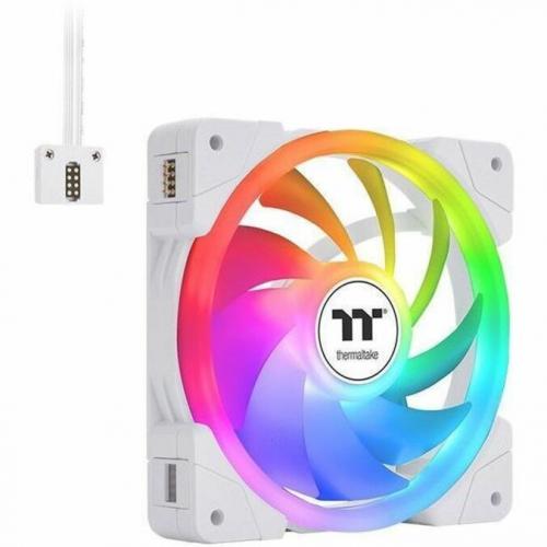 Thermaltake SWAFAN EX 12 ARGB PC Cooling Fan White, 3 Fan Pcak, 500~2000 RPM, Magnetic Connection, Reversable Blades, Sync With MB RGB Software, CL F169 PL12SW A, White Alternate-Image2/500