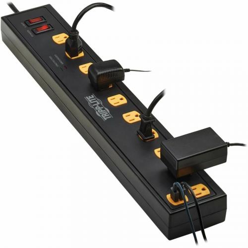Tripp Lite By Eaton Protect It! 10 Outlet Surge Protector With Swivel Light Bars   5 15R Outlets, 2 USB Ports, 10 Ft. (3 M) Cord, 4500 Joules, Black Alternate-Image2/500