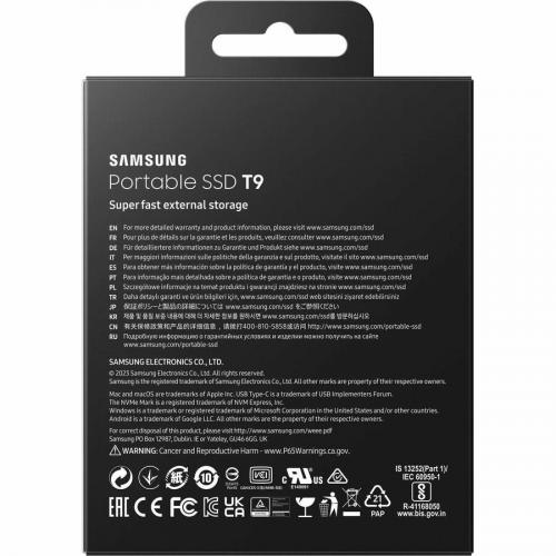 Samsung T9 4 TB Portable Rugged Solid State Drive   External   PCI Express NVMe   Black Alternate-Image2/500