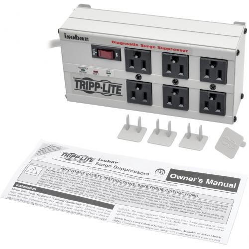 Tripp Lite By Eaton Isobar 6 Outlet Surge Protector, 6 Ft. Cord With Right Angle Plug, 3300 Joules, Diagnostic LEDs, Metal Housing Alternate-Image3/500