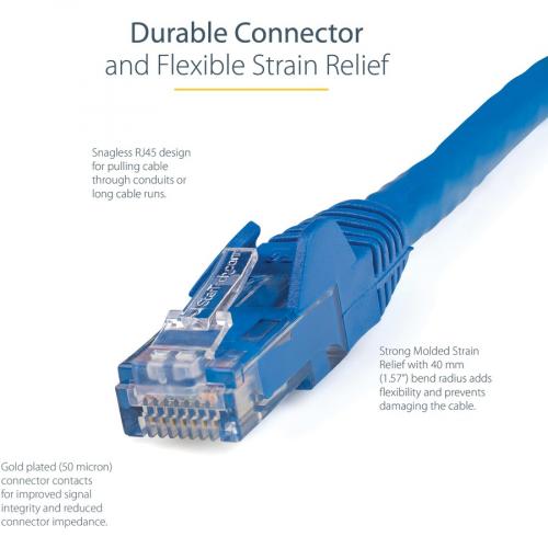 StarTech.com 10ft CAT6 Ethernet Cable   Blue Snagless Gigabit   100W PoE UTP 650MHz Category 6 Patch Cord UL Certified Wiring/TIA Alternate-Image3/500