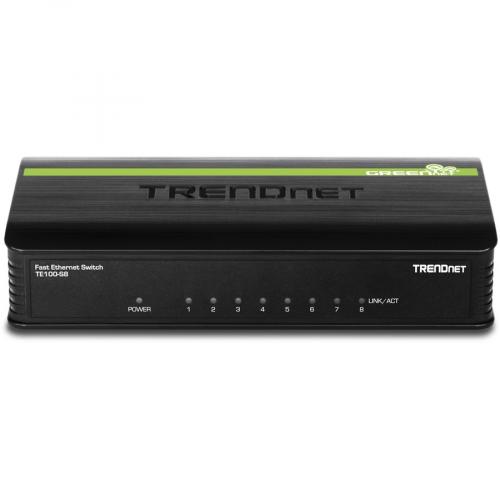 TRENDnet 8 Port Unmanaged 10/100 Mbps GREENnet Ethernet Desktop Switch; TE100 S8; 8 X 10/100 Mbps Ethernet Ports; 1.6 Gbps Switching Capacity; Plastic Housing; Network Ethernet Switch; Plug & Play Alternate-Image3/500