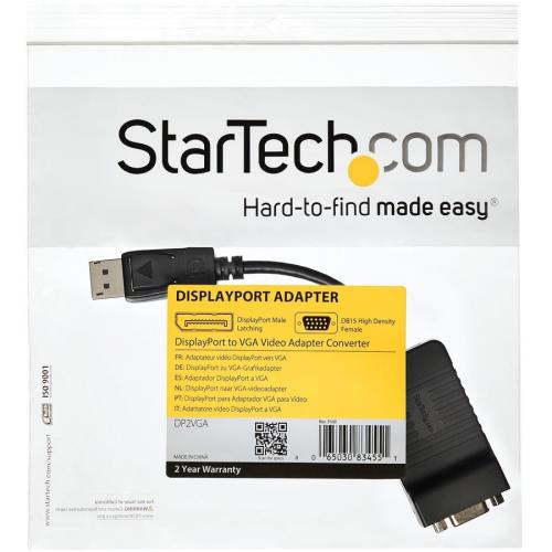 StarTech.com DisplayPort To VGA Adapter, Active DP To VGA Converter, 1080p Video DP To VGA Monitor Dongle, Latching DP Connector, Durable Alternate-Image3/500