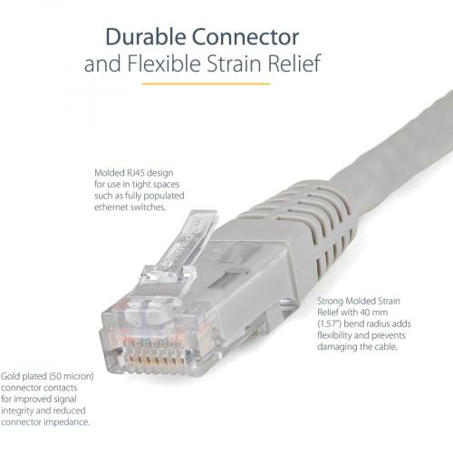 StarTech.com 10ft CAT6 Ethernet Cable   Gray Molded Gigabit   100W PoE UTP 650MHz   Category 6 Patch Cord UL Certified Wiring/TIA Alternate-Image3/500