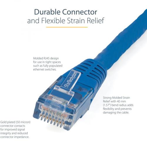 StarTech.com 50ft CAT6 Ethernet Cable   Blue Molded Gigabit   100W PoE UTP 650MHz   Category 6 Patch Cord UL Certified Wiring/TIA Alternate-Image3/500
