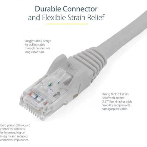 StarTech.com 25ft CAT6 Ethernet Cable   Gray Snagless Gigabit   100W PoE UTP 650MHz Category 6 Patch Cord UL Certified Wiring/TIA Alternate-Image3/500