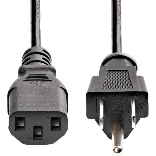 StarTech.com 25ft(7.6m) Computer Power Cord, NEMA 5 15P To C13, 10A 125V 18AWG, Black Replacement AC PC Power Cord, TV/Monitor Power Cable Alternate-Image3/500