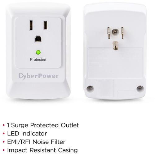 CyberPower CSB100W Essential 1   Outlet Surge With 900 J Alternate-Image3/500