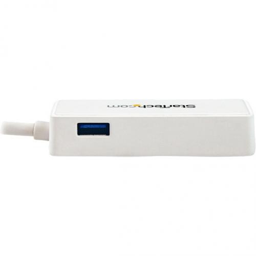 StarTech.com USB 3.0 To Gigabit Ethernet Adapter NIC W/ USB Port   White Alternate-Image3/500