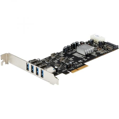 StarTech.com 4 Port PCI Express (PCIe) SuperSpeed USB 3.0 Card Adapter W/ 4 Dedicated 5Gbps Channels   UASP   SATA/LP4 Power Alternate-Image3/500