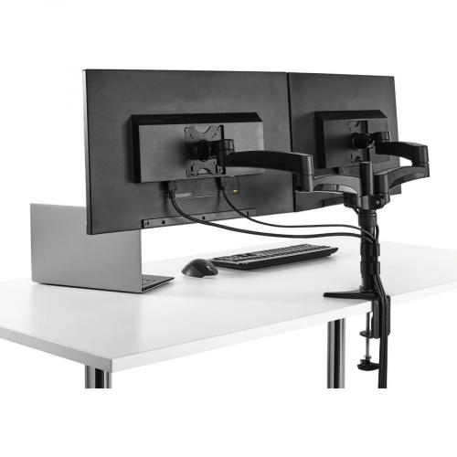 StarTech.com Desk Mount Dual Monitor Arm, Dual Articulating Monitor Arm, Height Adjustable, For VESA Monitors Up To 24" (29.9lb/13.6kg) Alternate-Image3/500