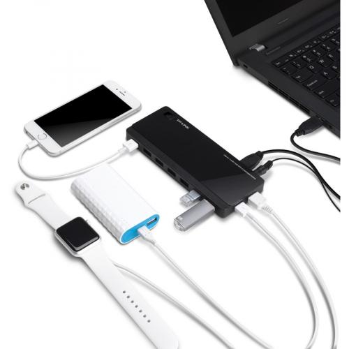 TP Link UH720   Powered USB Hub 3.0 With 7 USB 3.0 Data Ports And 2 Smart Charging USB Ports Alternate-Image3/500