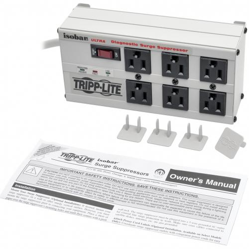 Tripp Lite By Eaton Isobar 6 Outlet Surge Protector 6 Ft. Cord With Right Angle Plug 3330 Joules Diagnostic LEDs Metal Housing Alternate-Image3/500