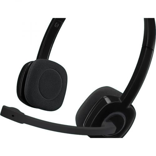 Logitech H151 Stereo Headset With Rotating Boom Mic (Black)   Stereo   3.5MM AUDIO JACK CONNECTION   Wired   In Line Control   22 Ohm   20 Hz   20 KHz   Over The Head   5.9 Ft Cable   Black Alternate-Image3/500