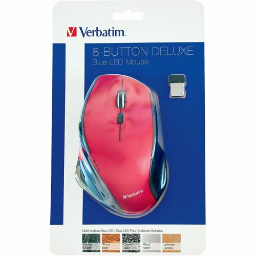Verbatim Wireless Desktop 8 Button Deluxe Blue LED Mouse   Red Alternate-Image3/500