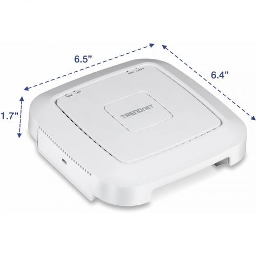 TRENDnet AC1200 Dual Band PoE Indoor Access Point, MU MIMO, 867 Mbps WiFi AC, 300 Mbps WiFi N Bands, Client Bridge, Repeater Modes, Gigabit PoE LAN Port, Captive Portal For Hotspot, White, TEW 821DAP Alternate-Image3/500