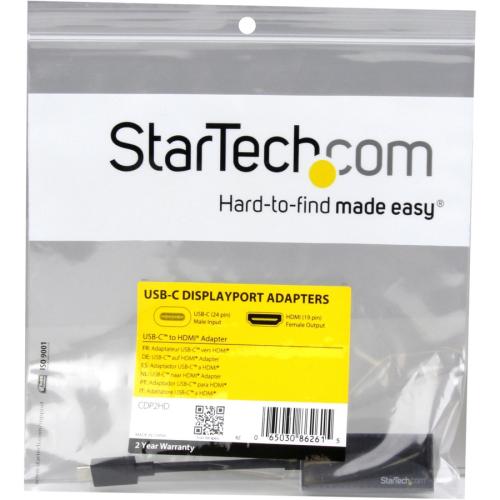 StarTech.com   USB C To HDMI Adapter   4K 30Hz   Black   USB Type C To HDMI Adapter   USB 3.1   Thunderbolt 3 Compatible Alternate-Image3/500