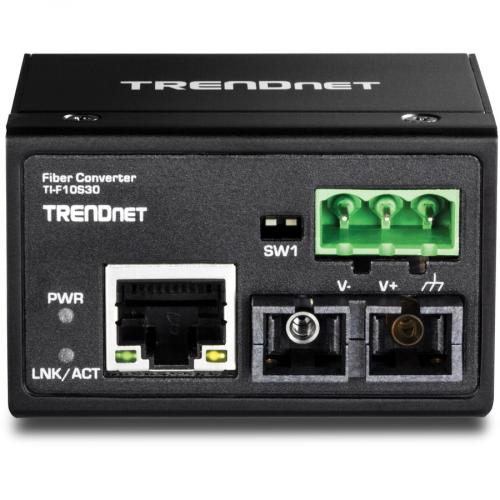 TRENDnet Hardened Industrial 100Base FX Single Mode SC Fiber Converter; (30 Km; 18.6 Miles); IP40 Rated Housing; TI F10S30 Alternate-Image3/500