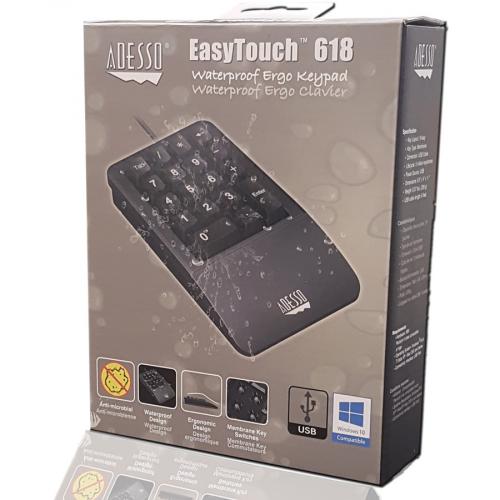 Adesso Antimicrobial Waterproof Numeric Keypad With Wrist Rest Support Alternate-Image3/500