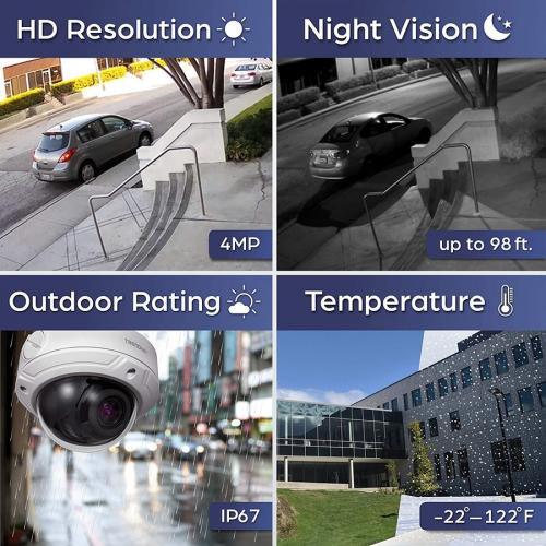 TRENDnet Indoor/Outdoor 4 Megapixel, Varifocal PoE IR Dome Network Camera, Auto Focus, Optical Zoom, Manual Pan/Tilt, Night Visions Up To 98ft, IP66 Rated Housing, ONVIF, IPv6, TV IP345PI Alternate-Image3/500