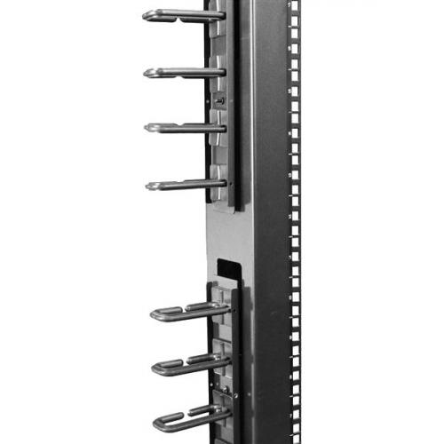 StarTech.com Vertical Cable Organizer With D Ring Hooks   Vertical Cable Management Panel   40U   6 Ft. Alternate-Image3/500