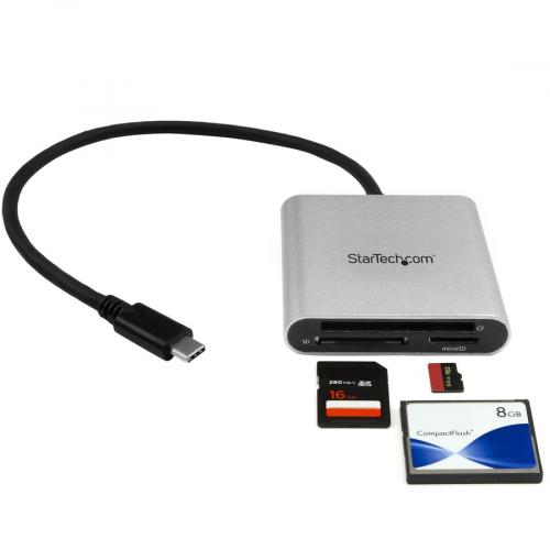 StarTech.com USB 3.0 Flash Memory Multi Card Reader / Writer With USB C   SD MicroSD And CompactFlash Card Reader W/ Integrated USB C Cable Alternate-Image3/500