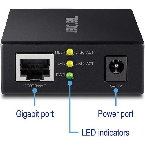 TRENDnet 1000BASE T To SFP Fiber Media Converter; Gigabit Ethernet To SFP Media Converter; 4Gbps Switching Capactiy; TFC GSFP Alternate-Image3/500