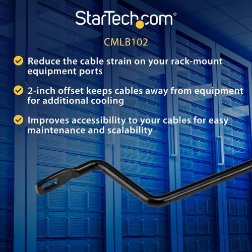 StarTech.com Horizontal Lacing Bar W/ 2 Inch Offset At 75 Degrees  Server Rack Cable Management  19" Network Rack Mount Cord Organizer  10pk (CMLB102) Alternate-Image3/500